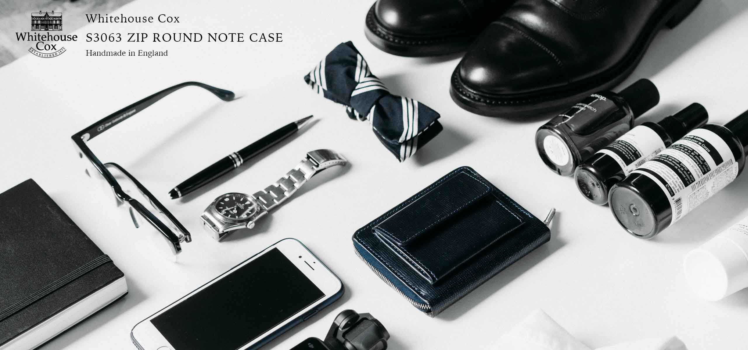 ホワイトハウスコックス S3063 ZIP ROUND NOTE CASE